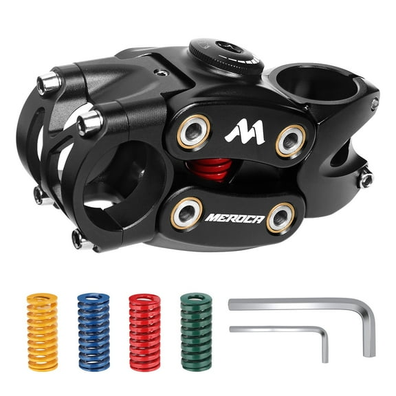 BUCKLOS Bike Suspension Stem, MTB Shock-Absorbing Stem, 31.8mm Adjustable Bicycle Handlebar Stems 7 Degree 90mm Length with 4 Replaceable Coil Springs for Mountain Road Gravel Bikes Ebike
