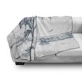 thumbnail image 3 of Island Soft Flannel Fleece Throw Blanket, Sketch Art of a Tropical Seaside Palm Trees Fishing Boat Flying Birds, Cozy Plush for Indoor and Outdoor Use, 50" x 60", Petrol Blue White, by Ambesonne, 3 of 6