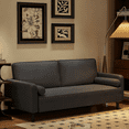 thumbnail image 2 of BSHTI 65" Modern Loveseat Couch with Removable Backrest, Fine Linen, Tapered Wood Legs & Bolster Pillows, Solid Wood Frame for Living Room & Office Dark Gray, 2 of 12