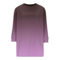 thumbnail image 5 of EchfiProm Purple T-Shirts for Women Dressy Casual Tops 3/4 Sleeve Crew Neck Pullover Gradient Loose Ladies, 5 of 6