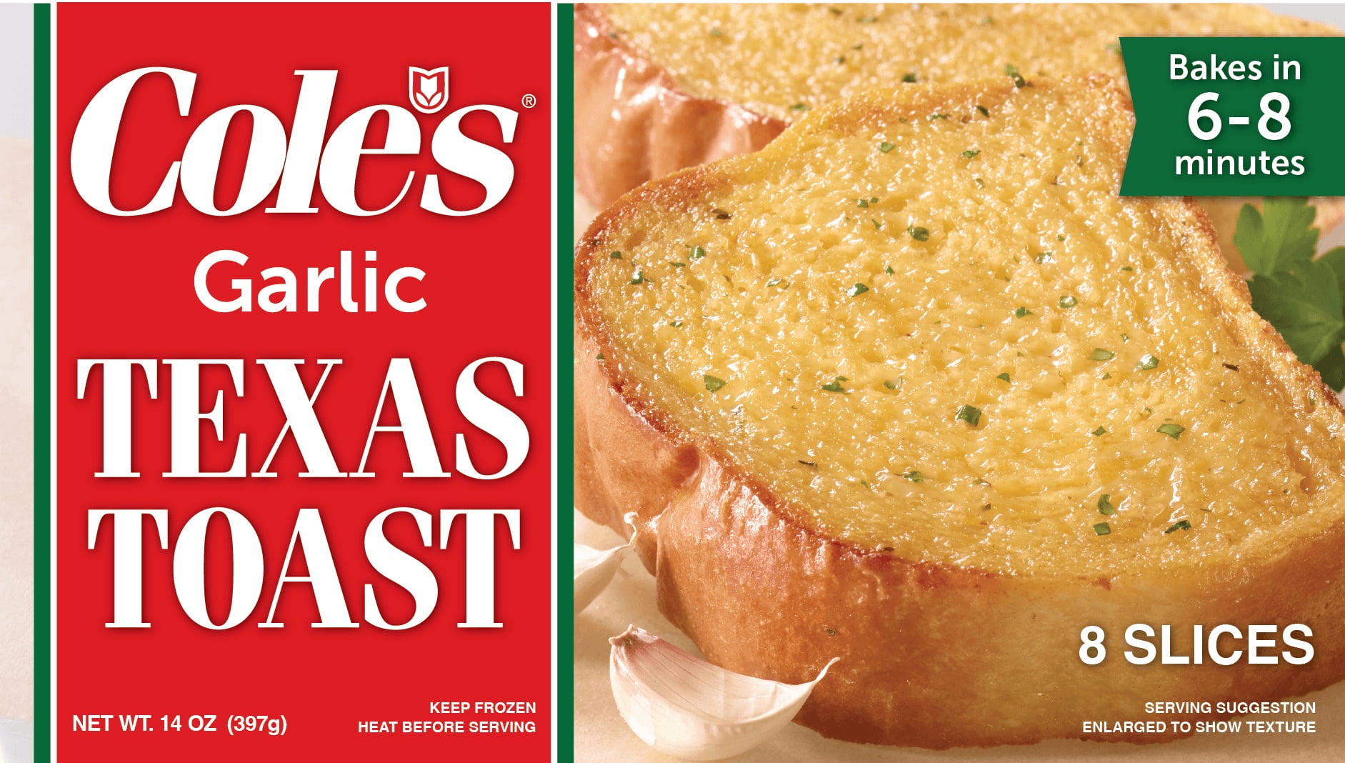 Cole's® Garlic Texas Toast Garlic Bread 8 Slice