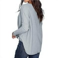 thumbnail image 2 of Women's Waffle Knit Tunic Blouse Tie Knot Henley Tops Loose Fitting Bat Wing Plain Shirts, 2 of 2