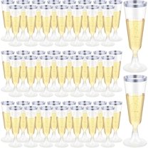200 Pack Champagne Flutes Cups Plastic 5 Oz Wine Glasses Disposable Toasting Champagne Flutes for Wedding Party Plastic Cocktail Cups Glasses for Celebration(Silver)