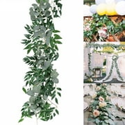 Yaserli Backdrop Fake Vines Rattan 2M Artificial Eucalyptus Garland Hanging Rattan Wedding Greenery Home Decor