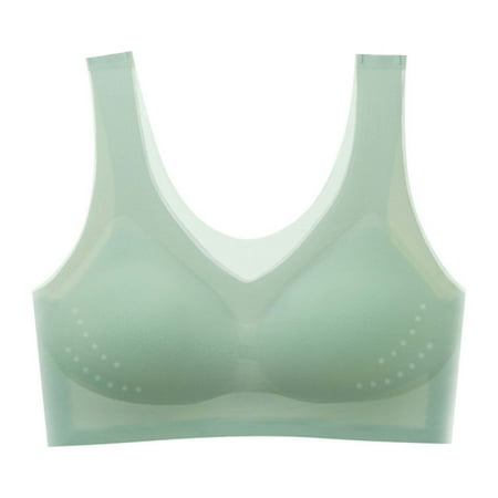 Ousvtion Saving Womens Summer Thin Bras Full Coverage Bralettes One Smooth U Bra Hide Back Fat Brassiere Breathable Sports Underwear Deals Green XX-Large