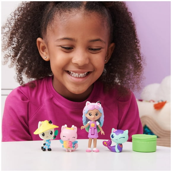 Gabby’s Dollhouse, Gabby and Friends Figure Set with Rainbow Gabby Doll, 3 Toy Figures and Surprise Accessory