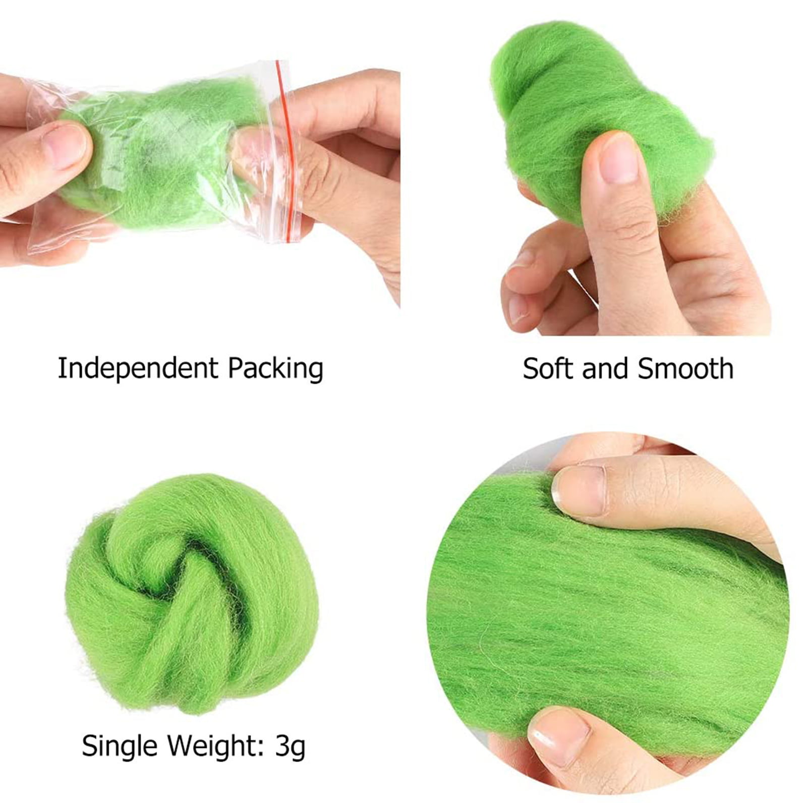 72pcs 7.6 oz Needle Felting Wool- 24 Dark Colors Nature Fibre Wool Yarn  Roving Needle Felting Hand Spinnings for Wool Felting Yarn Supplies DIY  Craft Materials, 3g/Pack Dark Colors(72pcs)