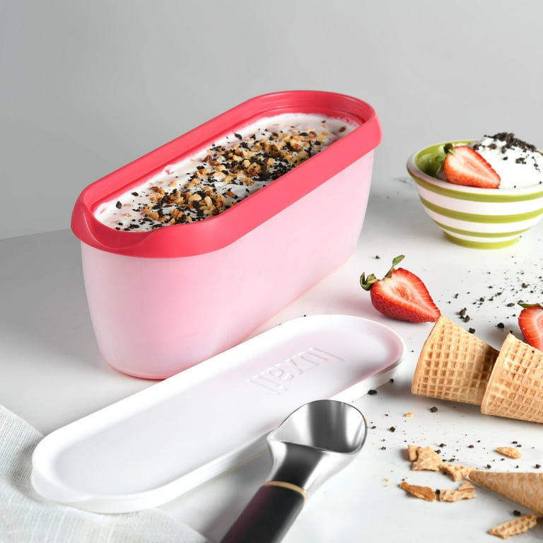 Tovolo Glide-A-Scoop Ice Cream Tub Reusable Container with  Non-Slip Base, Stackable on Freezer Shelves, BPA-Free, 1.5 Quart,  Strawberry Sorbet: Ice Cream Storage Container: Home & Kitchen