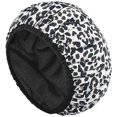 thumbnail image 1 of Gorro de ducha, gorros de ducha con forro de felpa, gorro de ducha grande de triple capa para mujer, gorros de ducha reutilizables con forro de toalla, blanco negro, (leopardo) 33 cm, 1 of 5