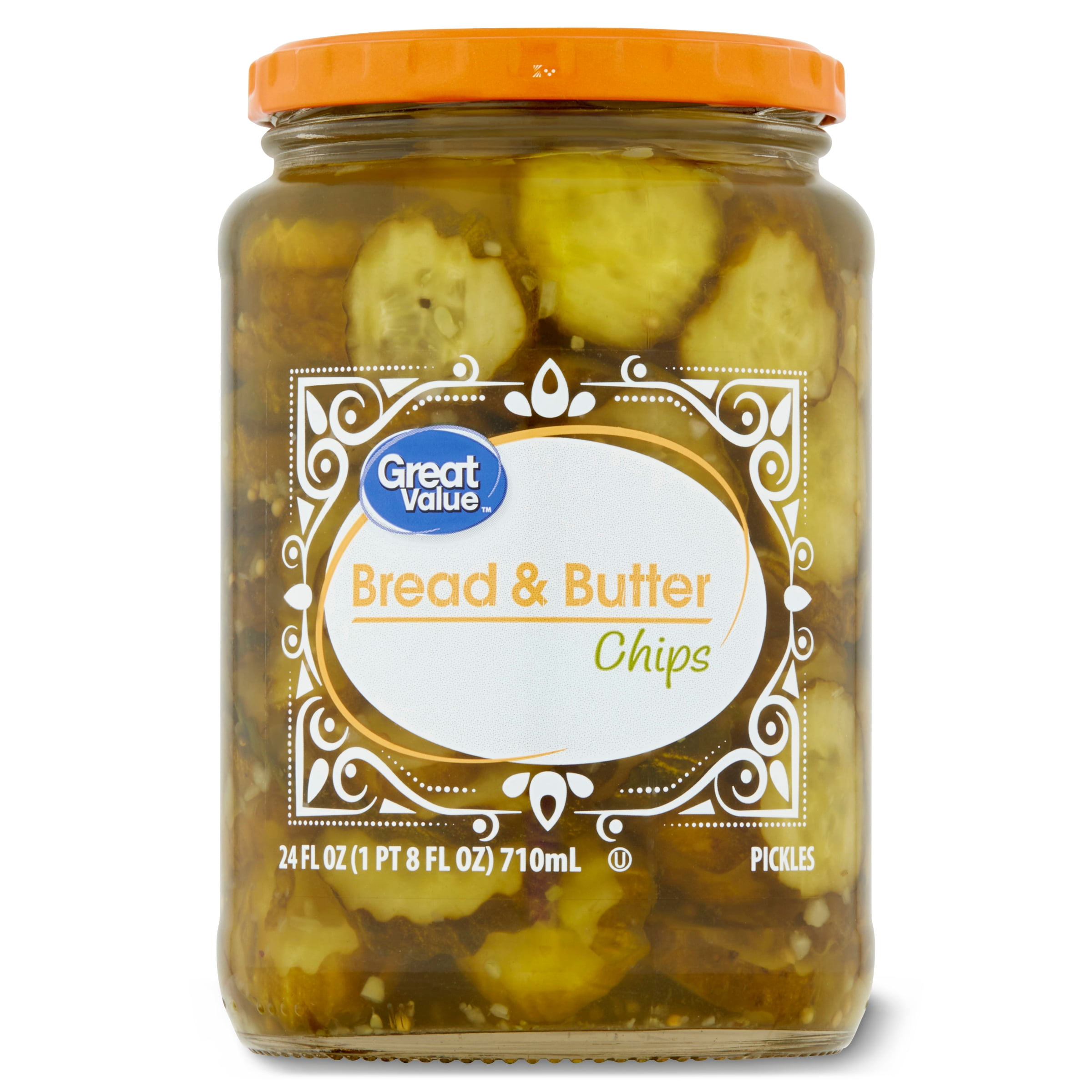 Great Value Bread & Butter Chips Pickles Fresh Pack, 24 fl oz