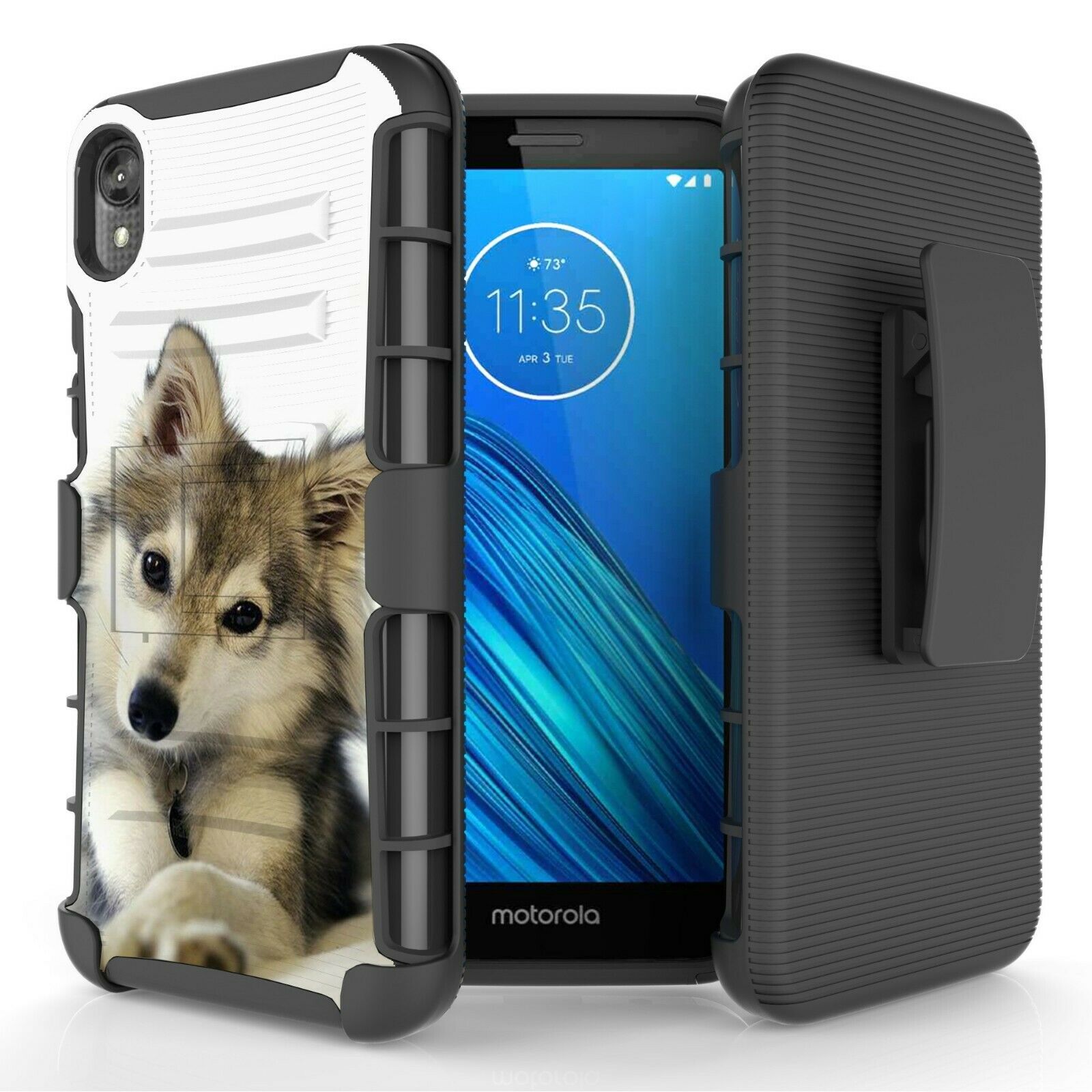 for Moto E6 Case, Moto XT2005 Case Shockproof Rugged Kickstand Swivel