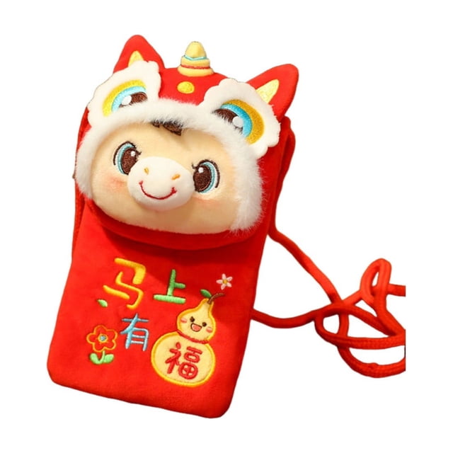 Contenant de Stockage Alimentaire Enveloppes Rouges du Nouvel An Année des Mascottes Jouets en Peluche Petits Sacs à Bandoulière Sacs à Main pour Filles et Enfants Poupée Décorations de la Saint-Valentin Cadeaux de la Saint-Valentin
