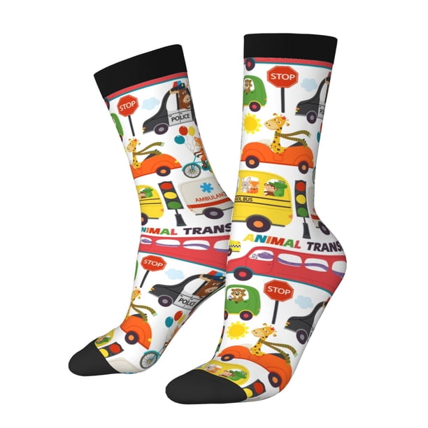 Balery Transports with Animals Calcetas Largas con Estampado para Hombre y Mujer – Suaves y Transpirables, Talla Única (US 5-11)