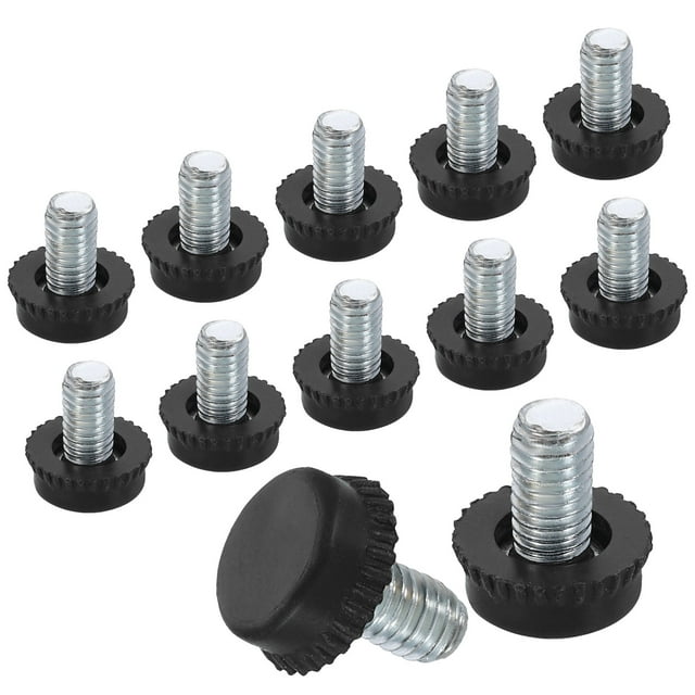 Niveladores de pies de muebles con rosca M6 de 12 piezas, pies ajustables de nivelación de mesa de 15x10, nivelación deslizante de muebles para patas de silla y taburete, negro