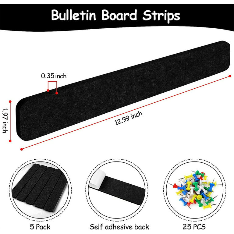Felt Bulletin Board Corkboard Strips Self-adhesive Memo Board With Pushpins  Wall Decor For Desk Cubicle Home Office
