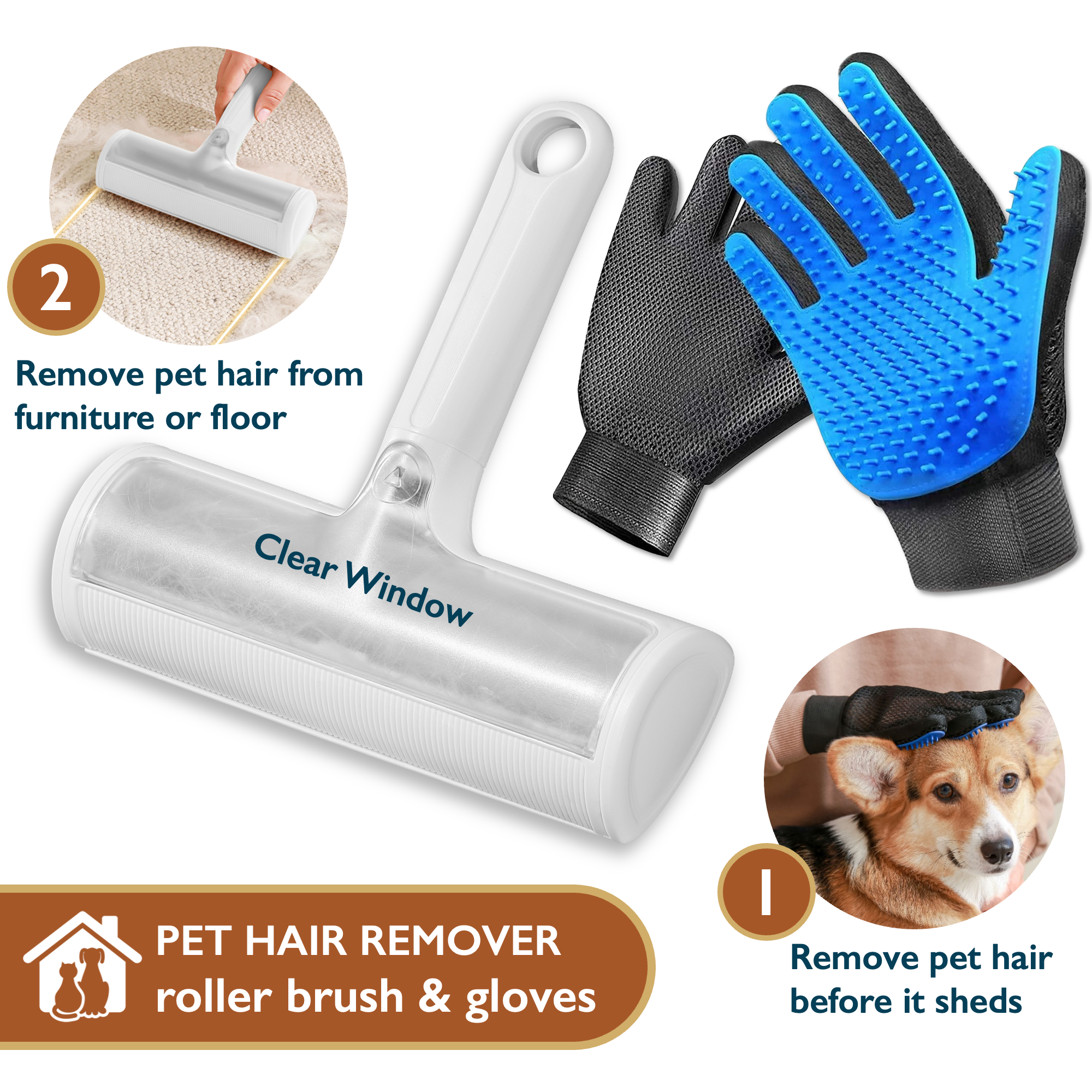 ComfiTime Pet Hair Remover & Grooming Gloves Set photo 1