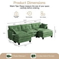 thumbnail image 3 of 111.5" U - Shaped Chenille Modular Sectional Sofa, Super Comfy 3 - Seater with 2 Ottomans for Living Room - Green, 3 of 10