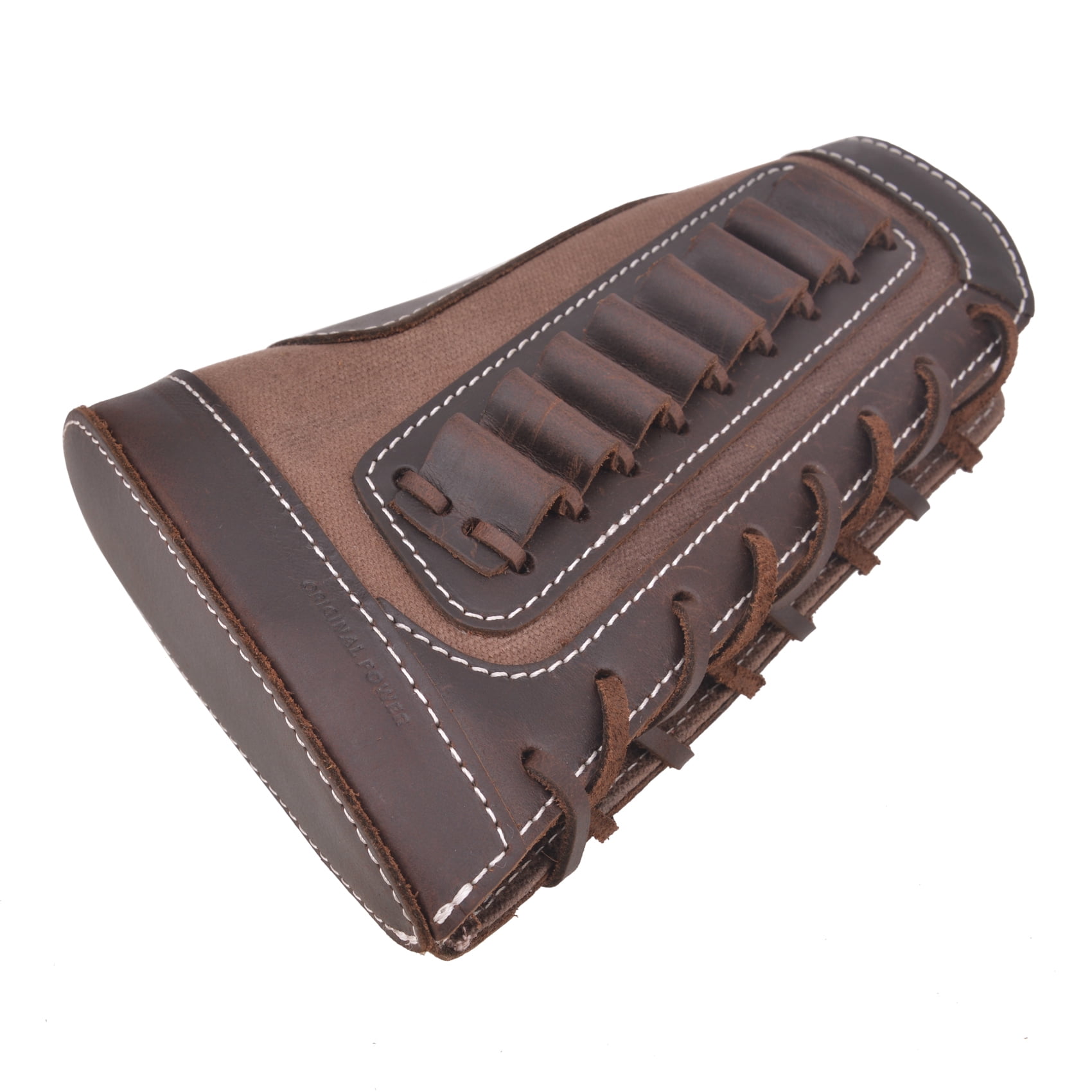 Wayne's Dog Leather Gun Shell Holder Buttstock Canvas Recoil Pad with Extension for .357 .30/30 .38