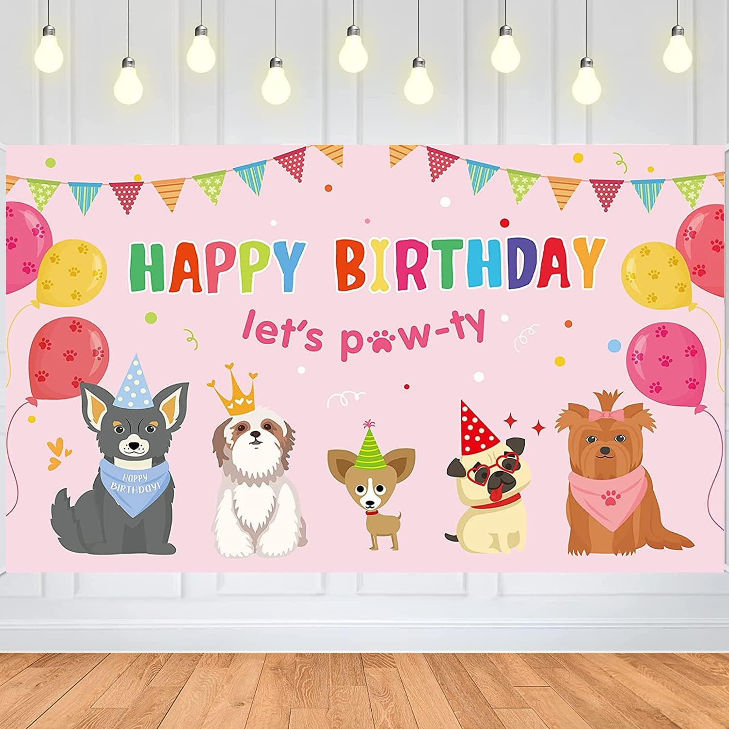 Dog Party Decorations Backdrop Banner Pink Puppy Dog Themed Birthday Party Supplies for Dogs Cats Kids Birthday Photography Background Photo Booth for Pet Party Indoor and Outdoor Walmart