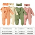 thumbnail image 3 of AherBiu Baby Boys Girls Clothes Rompers Bodysuits Infants Long Sleeve Ruffle Fall Zip up Crewneck Jumpsuits Solid Color Casual Outfits, 3 of 9