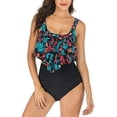 thumbnail image 2 of Trajes de baño para mujer, dos piezas, Tankini, parte superior con volantes, Control de barriga, parte inferior de cintura alta, trajes de baño, conjunto de Bikini Adepaton WRMH-1299-13, 2 of 7