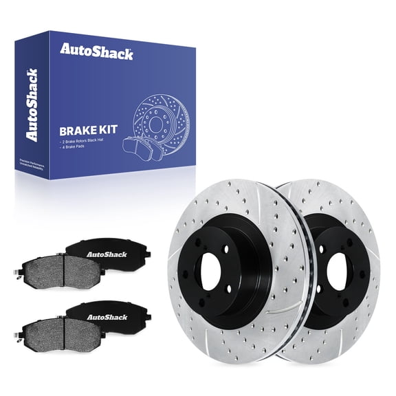 AutoShack Front Brake Rotors & Ceramic Pads for Subaru, Forester 2011-2018 Impreza 2010-2014 Outback 2013-2014, AWD H4 2.5L - E-Coated Drilled & Slotted - ShadowGuard - 11.55" (293.4 mm), 5-Lug