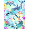 thumbnail image 2 of Sheena Pike Art 11x14 Gold Ornate Wood Framed with Double Matting Museum Art Print Titled - Daydream Rainbow Dolphins, 2 of 4