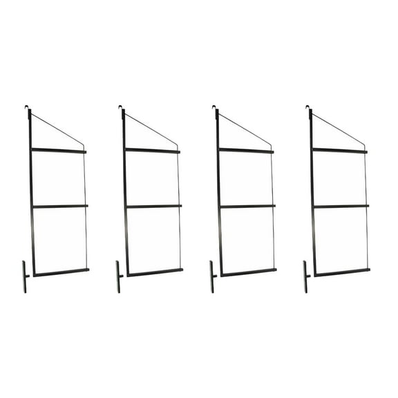 (4 Pack) 3 Tier Shipping Container Shelving Bracket with 24"(D) x 60"(H) - Black Powder Coated Steel Shelf Brackets for Heavy Duty Trailer Containers - Easy to Assemble & Remove