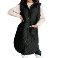 thumbnail image 3 of Sleeveless Women Long Puffer Hood Quilted Winter Outwear Vest Jackets Coats, 3 of 6