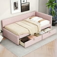 thumbnail image 2 of Euroco Upholstered Twin Size Daybed with 2 Drawers for Living Room, 250lb Load Weight Pink, 2 of 12