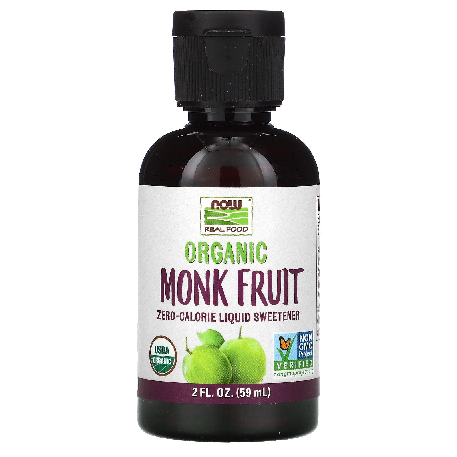 Real Food, Organic Monk Fruit, Liquid Sweetener, 2 fl oz (59 ml), NOW Foods