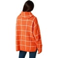 thumbnail image 6 of Fall Sweaters for Women Turtleneck Knit Sweater Long Sleeves Pullover Plaid Side Split Checked Outwear Loose Fit Tops, 6 of 8