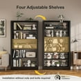 thumbnail image 5 of Large Metal Bookcase, 69” Modular Bookshelf with Storage, 5 Tier Bookcase with Adjustable Shelves, Extra Tall Book Shelves, Modern Book Case for Library, Office, Entryway, Living Room（Black）, 5 of 9