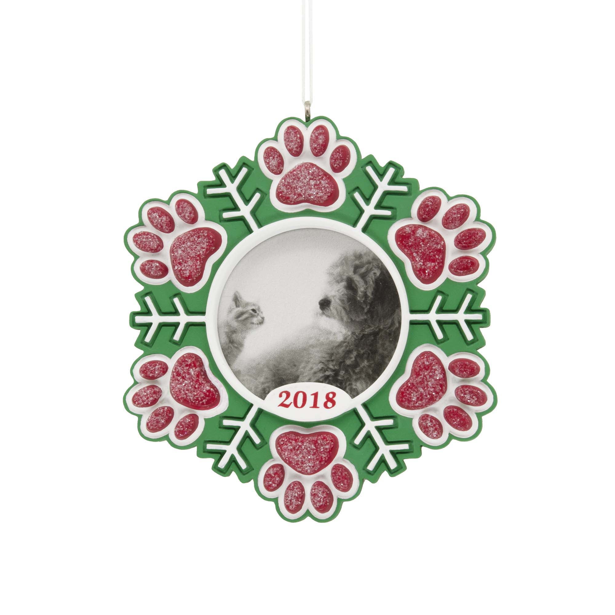 Hallmark Paw Print Snowflake Pet 2018 Picture Frame Christmas Ornament