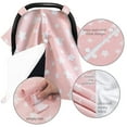 thumbnail image 3 of Infant Car Seat Canopy Pink for Baby Girls, 2 in 1 Carseat Covers for Babies, Soft Minky Plush Backing Baby Car Seat Cover, Nurisng Cover Up for New Mom Pink Peekaboo Opening, 3 of 6
