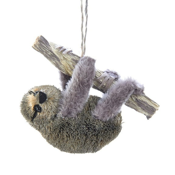 Kurt Adler Beige and Gray Buri Sloth Christmas Ornament