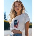 thumbnail image 4 of America Years T Shirts for Women Short Sleeve Cotton Crewneck T-Shirt Independence Day Patriotic Red Stripe Blue Star Flag Tee Tops Casual Basic T-Shirts, XS-5XL White XS, 4 of 7