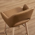 thumbnail image 4 of Zesthouse 26.8″ Swivel Counter Height Bar Stools Set of 2, Upholstered Faux Leather Bar Stools with Back and Wood Legs, Mid Century Modern Barstool Island Chairs for Kitchen Counter, Brown, 4 of 11