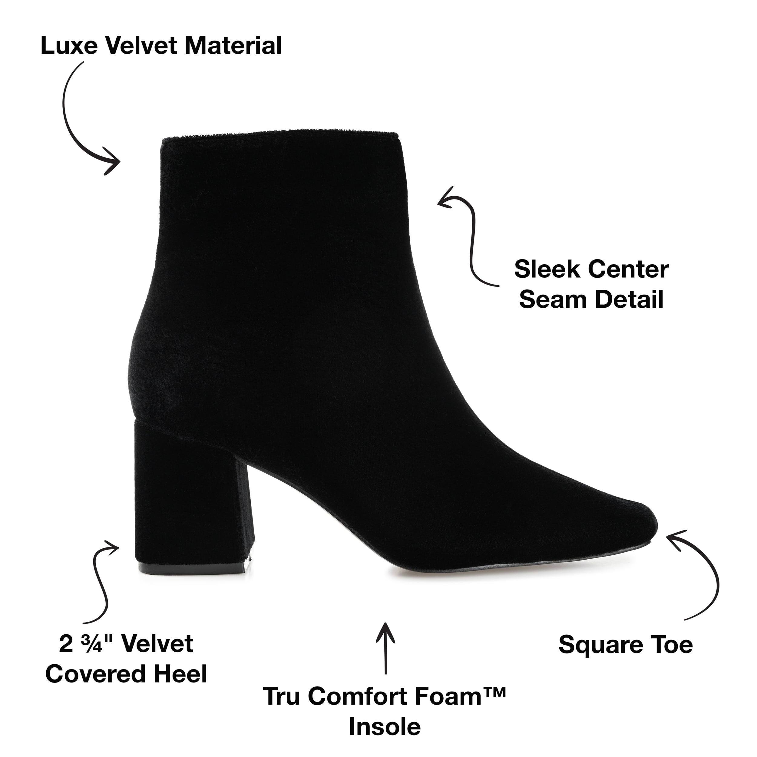Journee Womens Hazara Square Toe Block Heel Ankle Booties, Widths Available