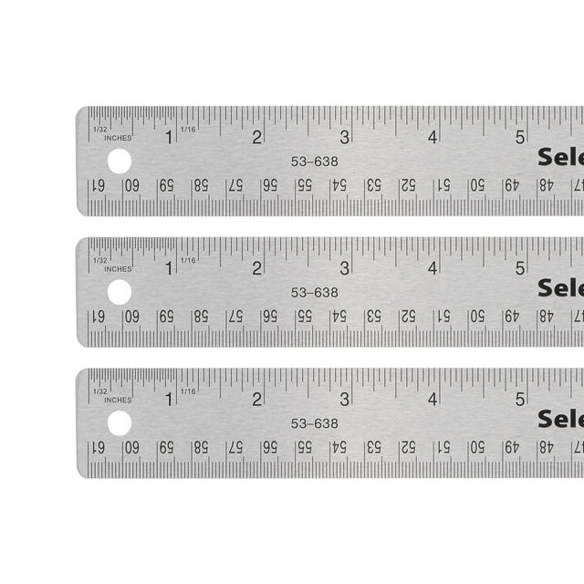 Unique Bargains 3pcs Stainless Steel Rulers with Non-Skid Backing 61cm/24' Inch and Metric Metal Ruler