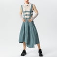 thumbnail image 3 of INCERUN Mens Metal Buckle Pleated Design Overall Skirts Casual Irregular Hem Solid Straps Half Skirt, 3 of 8