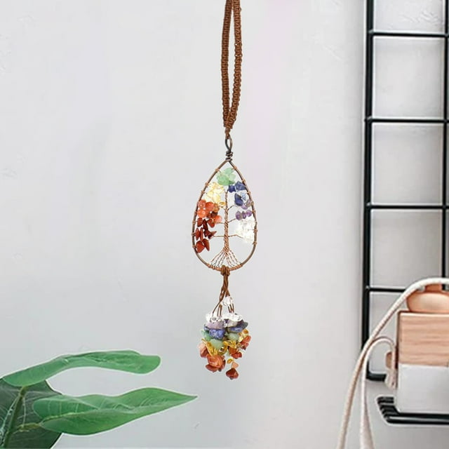 Xihbxyly Árbol de La Vida de Cristal Tejido a Mano, Colorido Adorno para Coche, Brillante Decoración de Interiores, Acogedor Detalle para El Hogar, Ligero y Exquisito, Tamaño 21 X 6 X 2 Cm, Idea de R