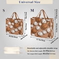 thumbnail image 3 of Corduroy Composite Fabric Tote Bag Magnetic Snap Large Capacity Crossbody Bag Beige Shoulder Strap Athletic Ball Collage Print, 3 of 7