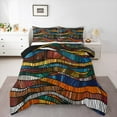 thumbnail image 2 of Manfei Colorful bohemian Stripes Bedding Comforter Set,Boho Theme Twin Comforter Sets,Modern Abstract Desgin Bedding Set For Men Women,Breathable Home Decor Reversible,2pcs, 2 of 8