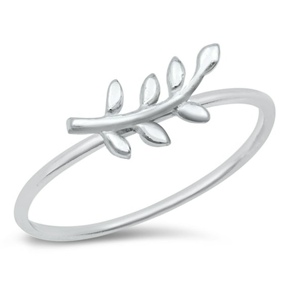 Modern Olive Branch Leaf Ring .925 Sterling Silver Band Jewelry Female Male Unisex Size 5
