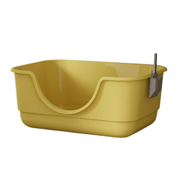 Arenero abierto para gatos con bordes altos Amarillo