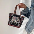 thumbnail image 6 of Embroidered Handmade Women Shoulder Bag Travel Bag Gift Black White Elephant F-Black White Elephant, 6 of 8