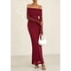 thumbnail image 4 of Vestido PRETTYGARDEN Maxi de Manga Larga y Hombros Descubiertos Vino Rojo XL, 4 of 8