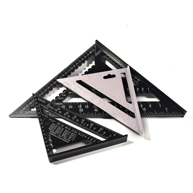 Regla triangular métrica Aleación de aluminio Transportador profesional Carpintero Cuadrado Herramienta de medición de alta precisión para carpintero Ingeniero Techador (1pc, ShuxiuWang 8390605805905