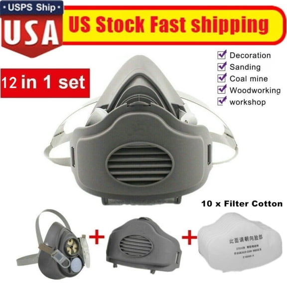 Reusable Half Face Cover Respirator Dust Mask for Woodworking Painting Welding(Logistics only For USPS.TK/TMEU only For self-pickup)